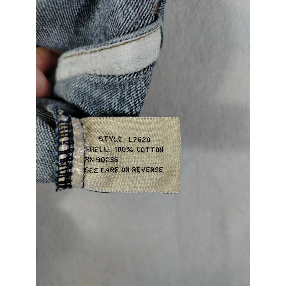 Denim Trucker Jacket Womens Medium Blue‎ Button Front Workwear Port Authority